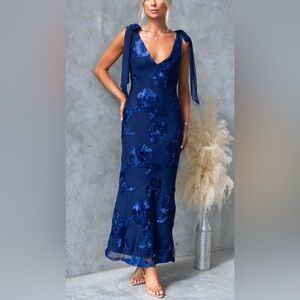 Elegant Navy Floral Dress